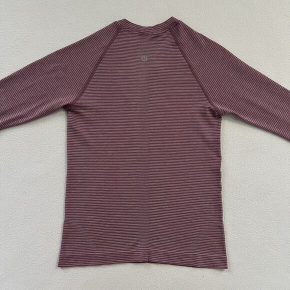 Lululemon Grey Pink Raspberry Stripe Swiftly Tech Long Sleeve Top 2.0 Race 4 - Picture 7 of 7